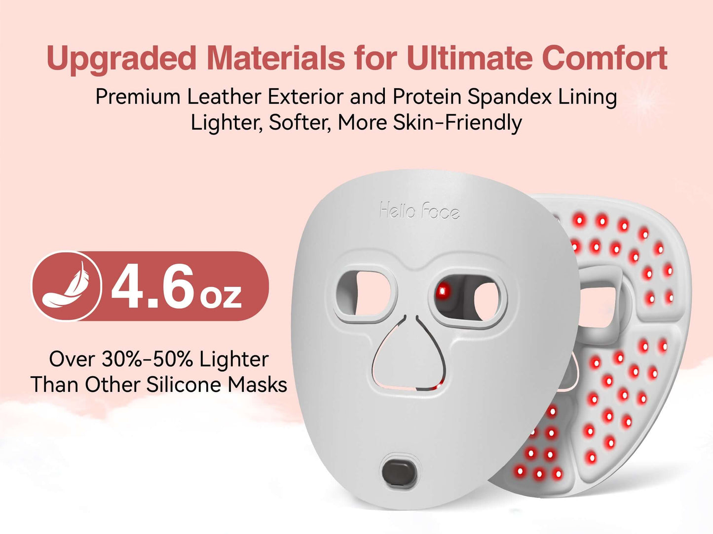 Hello Face M500 Facial Mask Near-Infrared Light Face Mask Wireless Blue Amber Red Light Therapy Led Mask Portable At Home Travel